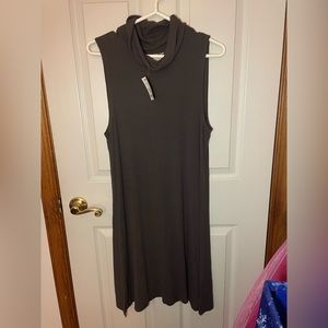 Grey Turtleneck Midi Sweater Dress